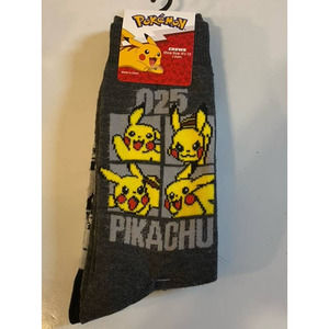 Pokémon Adult Pikachu Crew Socks. 2 Pairs Fits Shoe Size 6 1/2-12. NWT